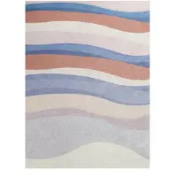 FRAAI Tapis géométrique – Swing Waves Bleu/Rose | 160x230cm | Bleu | Polyester | Rectangulaire