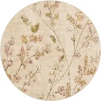 FRAAI Tapis rond lavable | Misty Floral Crème | Ø 180cm | Crème | Polyester | Rond