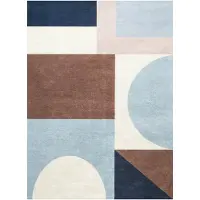 FRAAI Tapis géométrique – Swing Shapes Bleu/Brun | 80x150cm | Bleu | Polyester | Rectangulaire