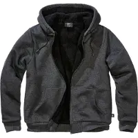 Brandit Veste sweat avec doublure en peluche noir chiné, XXL