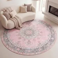 FRAAI Tapis rond vintage | Lily Medallion Rose | Ø 140cm | Rose | Rond | Tapis