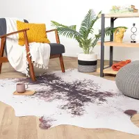 FRAAI Peau de vache | Bovine Blanc/Brun Foncé | 155x190cm | Blanc | Forme libre | Tapis