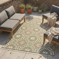 FRAAI Tapis d'intérieur et d'extérieur | Ranch Mandala Vert | 80x150cm | Vert | Rectangulaire | Tapis