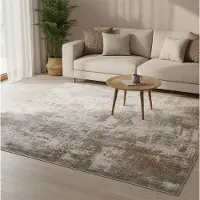 FRAAI Tapis abstrait lavable | Misha Grunge Crème/Marron | 230x330cm | Crème | Rectangulaire | Tapis