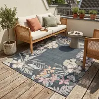 FRAAI Tapis d’extérieur à fleurs | Poppy Vert | 140x200cm | Vert | Rectangulaire | Tapis