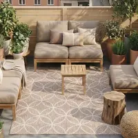 FRAAI Tapis d’extérieur géométrique – Faro Ripple Beige | 230x330cm | Beige | Rectangulaire | Tapis