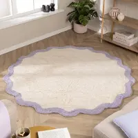FRAAI Tapis Rond Lavable – Hazy Lilas/Crème | Ø 80cm | Beige | Rond | Tapis