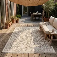 FRAAI Tapis d'intérieur et d'extérieur | Bloom Oriental Taupe | 160x230cm | Taupe | Rectangulaire | Tapis