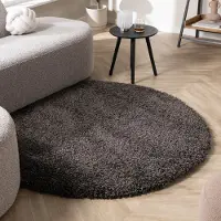 Studio Clarice Tapis rond à poils longs | Yves Anthracite | Ø 240cm | Anthracite | Rond | Tapis