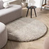 Studio Clarice Tapis rond à poils longs | Yves Beige | Ø 240cm | Beige | Rond | Tapis