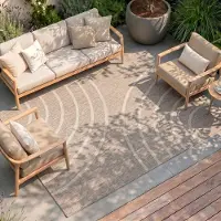 FRAAI Tapis d'intérieur et d'extérieur | Sierra Curves Beige/Crème | 230x330cm | Beige | Rectangulaire | Tapis