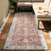 FRAAI Tapis de couloir lavable | Domingo Oriental terra | 80x200cm | Terracotta | Tapis de couloir | Tapis