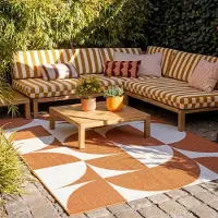 FRAAI Tapis d'extérieur | Summer Shapes Terracotta | 160x230cm | Terracotta | Rectangulaire | Tapis d'extérieur