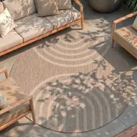 FRAAI Tapis d'intérieur et d'extérieur rond | Sierra Arches Beige/Crème | Ø 140cm | Beige | Rond | Tapis