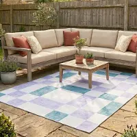 FRAAI Tapis d'intérieur et d'extérieur rétro | Pop Cubes Lilas | 120x170cm | Violet | Rectangulaire | Tapis
