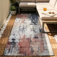FRAAI Tapis de couloir lavable | Domingo Grunge terra/Crème | 80x350cm | Terracotta | Tapis de couloir | Tapis