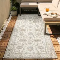FRAAI Tapis de couloir lavable | Domingo Oriental Blanc | 80x250cm | Blanc | Tapis de couloir | Tapis
