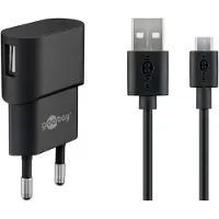 Goobay Kit de charge Micro USB 1 A Adaptateur secteur avec câble Micro USB noir 1 m (1 Softpack)