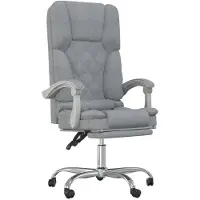 vidaXL Chaise de bureau avec fonction massage Gris clair Tissu
