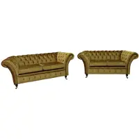 AEA Chesterfield Sofagarnitur Polster Set Couch Garnituren Wohnzimmer Leder Sofa