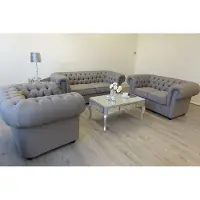 AEA Canapé Chesterfield Canapés Rembourrés En Cuir Ensemble 3+2+1 Nouveau