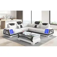 AEA Eckgarnitur Ecksofa L-Form Ledersofa Sofa Couch Weiß Luxus Design Couchen
