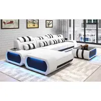 AEA Eckgarnitur Ecksofa L-Form Ledersofa Sofa Couch Weiß Luxus Design Couchen