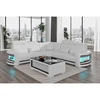 AEA Ecksofa Luxus Eckgarnitur Ledersofa L-Form Weiß Couch Sofa Design