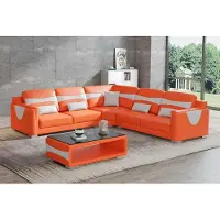 AEA Orange Design Eckgarnitur Ledersofa Ecksofa L-Form Couch Sofa Leder