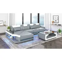 AEA Eckgarnitur Ecksofa L-Form Ledersofa Couch Sofa Grau Luxus Moderne Couchen