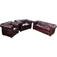 AEA Chesterfield Sofagarnitur Polster Sitz Sofa Couch Garnitur 3+2+1 Ledersofa Sofas