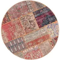 FRAAI Tapis patchwork rond | Moods Rustique No. 16 | Ø 160cm | Rouge | Rond | Tapis