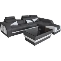 AEA Leder Eck Sofa mit USB,Garnitur Ecke Sofas Couchen Polster Wohnlandschaft Luxus