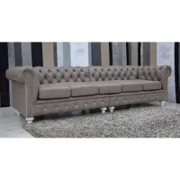 AEA Canapé Chesterfield Coussin Tissu Cuir Canapé Garniture 5 places