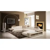 AEA Ecksofa mit LED & USB Wohnlandschaft Sofa Polster Couch Garnitur U-Form Leder
