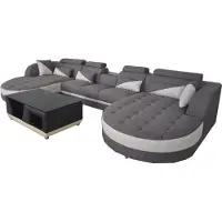 AEA Wohnlandschaft Polster Eck Garnitur Designer Ledersofa mit USB Big Sofa 1103