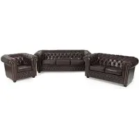 AEA Ledersofa Sofagarnitur 3+2+1 Sitzer Set Garnitur Polstersofa Couch Chesterfield