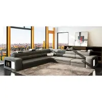 AEA Canapé en cuir Canapé Canapé d'angle Assise Coussin Salon XXL Big Weiden Gris