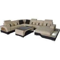 AEA Leder Sofa Moderne Couch Design Wohnlandschaft + Tisch Eck Couchen Sitz mit USB