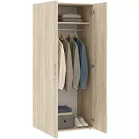 Dmora Malvito - Armoire 2 Portes, 74x179h cm, Chêne Marron, Portemanteau
