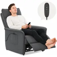 FlexiSpot : Fauteuil électrique relax avec fonction inclinable, fauteuil TV réglable de 105° à 155°, avec repose-tête et repose-pieds (gris foncé)