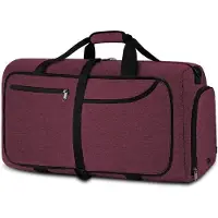 Unyqoos Ibenzoa Sac de sport et de voyage pliable, 65 litres – nylon résistant à l'eau, fermeture éclair YKK, compartiment à chaussures, 65 x 30 x 34 cm, léger, unie
