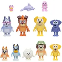 Azul Coffret Bluey Super Fan comprenant douze figurines de 5 6,3 cm : Bingo Chattermax, Grey Dancer, Floppy Bunny, Lucky Nana, Jean-Luc, Johnny Luck