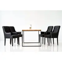 AEA Table de salle à manger + 6 chaises Chesterfield Ensemble de chaises rembourrées en bois
