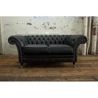 AEA canapé 2 places Coussin Canapé Textile Tissu Chesterfield Canapé Garniture Noir