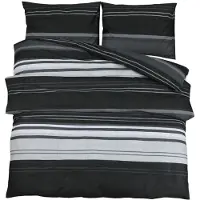 vidaXL Ensemble de literie noir et blanc 135x200 cm coton