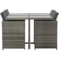 vidaXL Ensemble à manger d'extérieur 5pcs coussins résine tressée gris43901