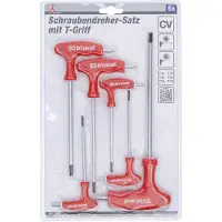 Kraftmann Jeu de tournevis avec manche en T et lame latérale | Profil en T (pour Torx) avec alésage T10 - T40 | 6 pcs.