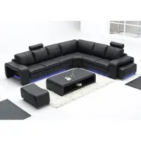 AEA Design Ledersofa mit USB Couch Wohnlandschaft Ecksofa Eck Moderne Garnitur