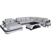 AEA Ecksofa Eckgarnitur Eckcouch Sofa Couch Polster Wohnlandschaft Tisch USB LED